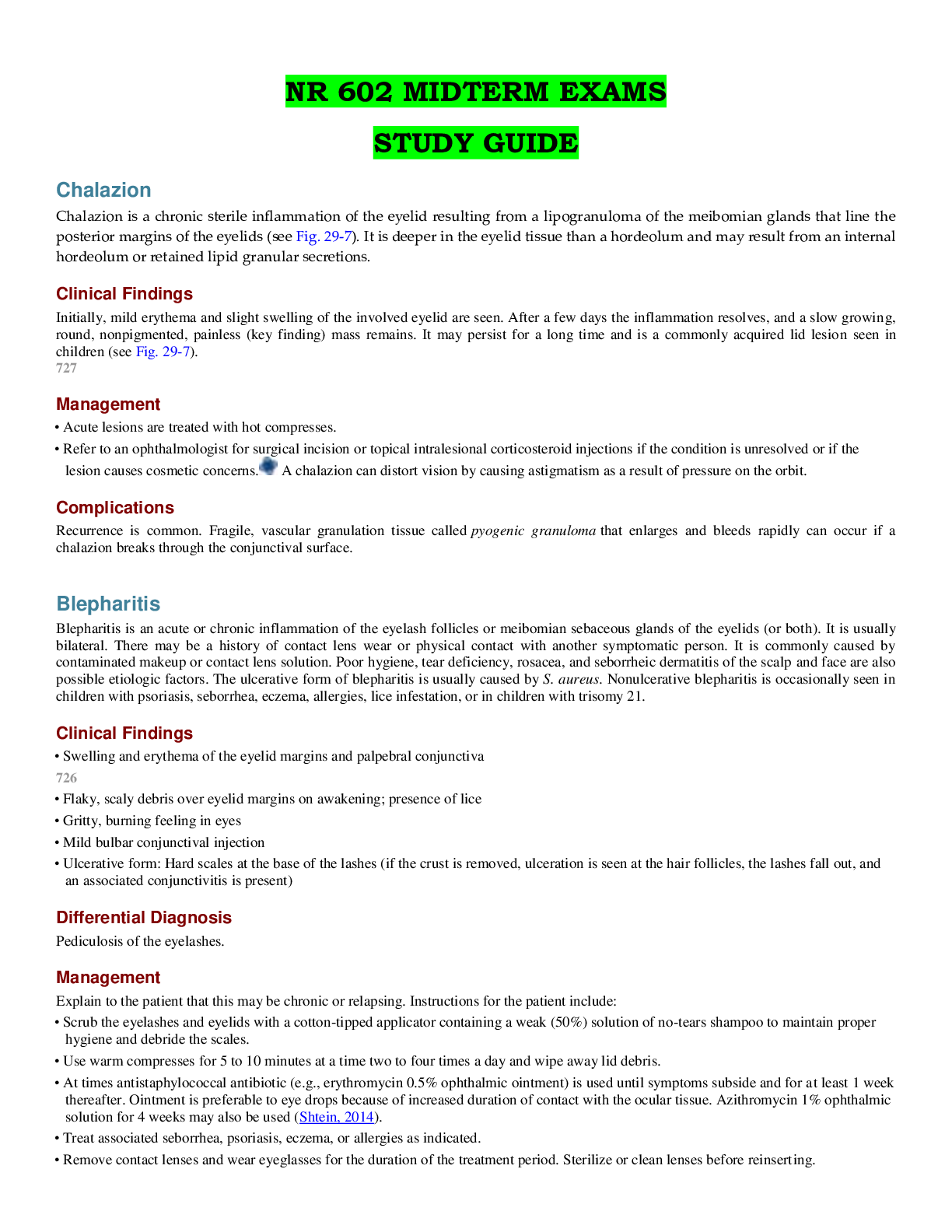 NR 602 MIDTERM EXAMS  STUDY GUIDE [Recently Updated]